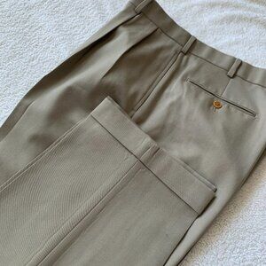 Brooks Brothers Madison Fit Dress‎ Pants 38X32 Khaki Wool Solid Pleated Trousers